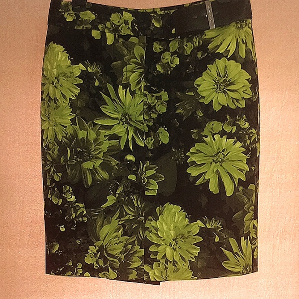 Michael Kors Green And Black English Garden Knee-Length Pencil Skirt - Size 4